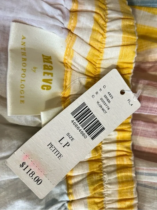 Anthropologie Maeve Pastel Rainbow Striped Cotton Lined Skirt - Picture 8 of 8